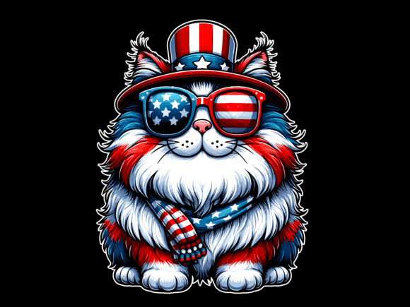 Cat 4th of July Vector T-Shirt Design