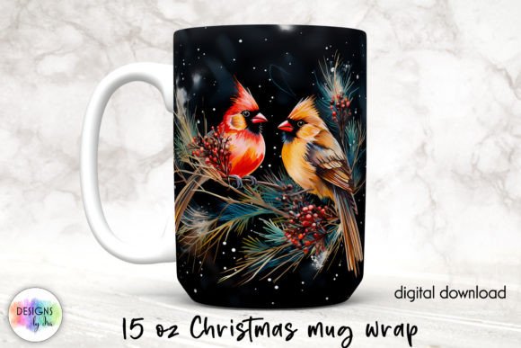 Chickadee and Cardinal Birds Mug Wrap
