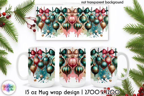 Christmas Bulbs Watercolour Mug Wrap
