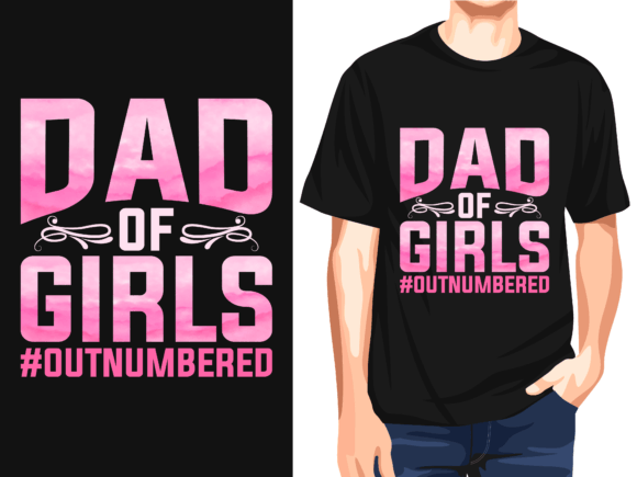 Dad of Girls Outnumbered Vector T-Shirt