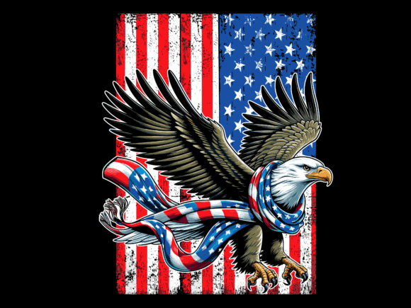 Eagle 4th of July USA Flag Vector