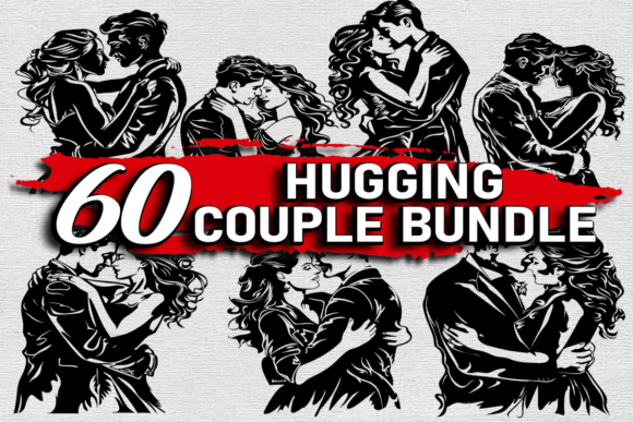 Hugging Couple Bundle SVG, PNG, DXF, EPS